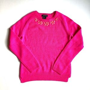 Cynthia Rowley Hot Pink Jeweled Sweater